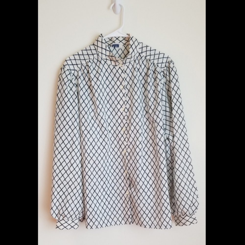 Vintage silky long sleeve button up striped shirt